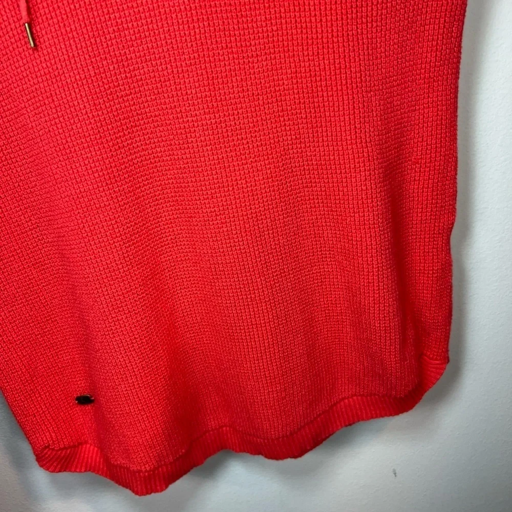 Lauren Ralph Lauren Hooded Waffle Knit Sweater Top Shirt Orange  Sz Small Petite